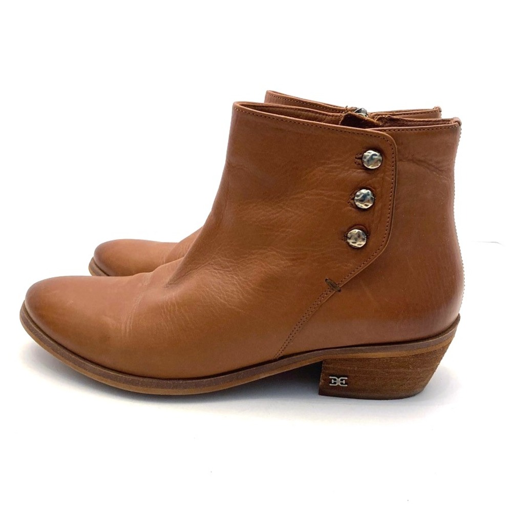 Sam Edelman Paila Ankle Bootie Lt Brown Leather Womens 8 Low Heel Side Zip - Picture 2 of 9